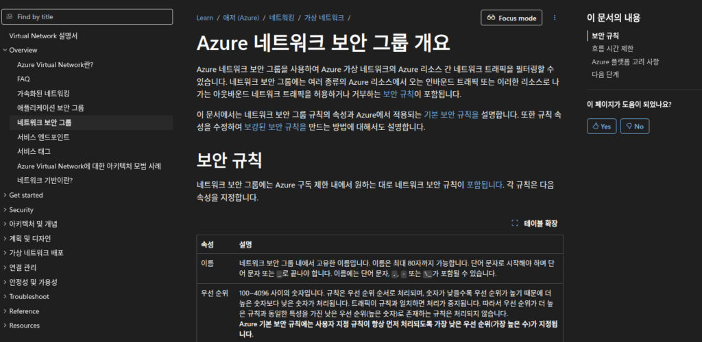클라우드 보안 그룹, Azure 네트워크 보안 그룹